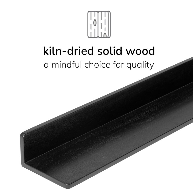 Roblero Solid Wood Wall Mounted Shelf, 9cm H x 61cm W x 17cm D