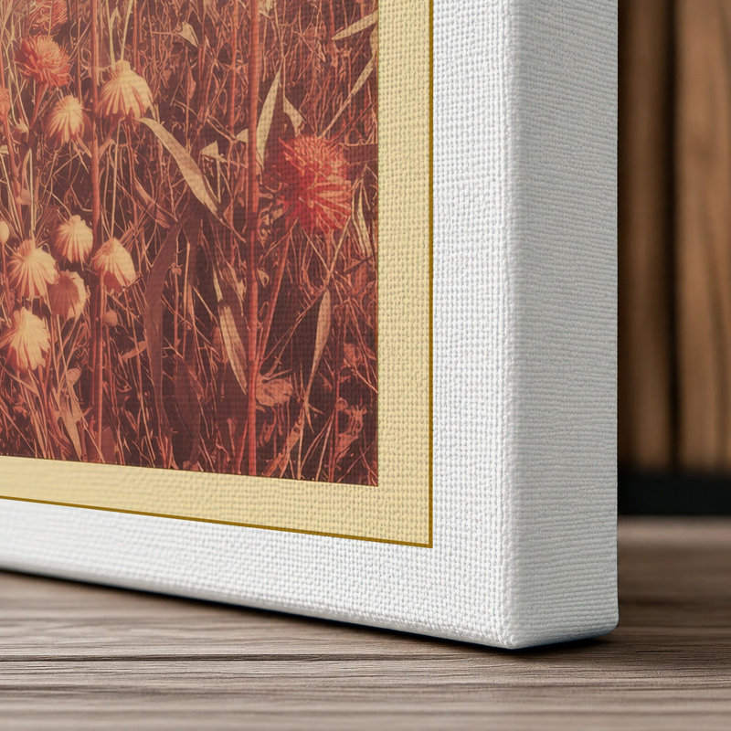 Wildflower Field at Dawn Japandi - Wrapped Canvas, 36x24 - 91.4 x 61.0 cm, White Border