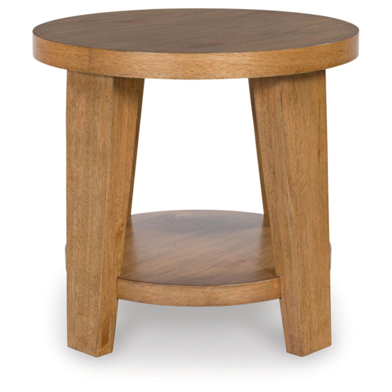 Kristiland 26" Round Brown Mango Wood End Table
