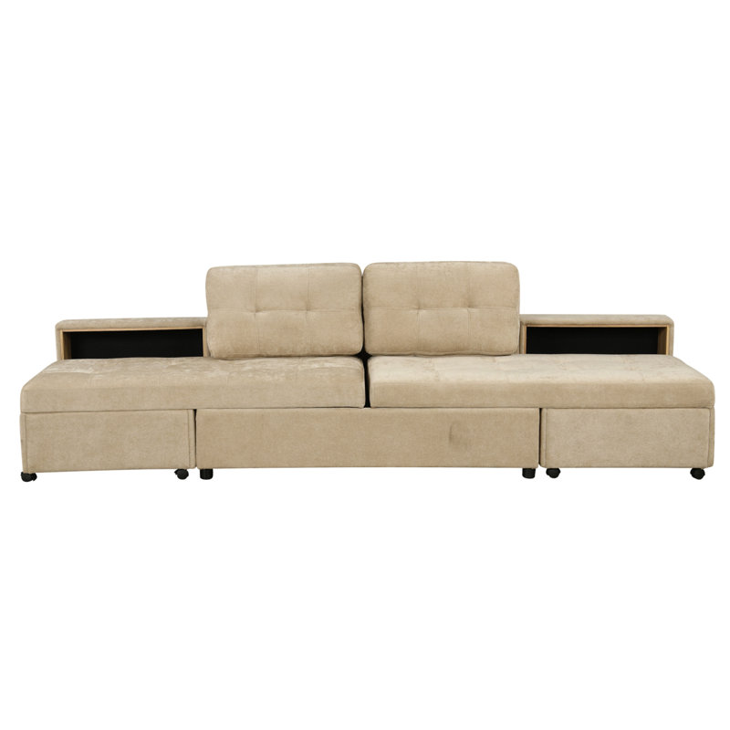Canapé-lit modulaire avec deux rangements, Brun