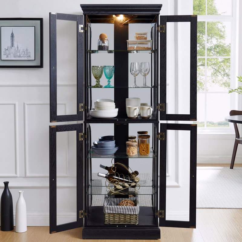 Grande armoire vitrée avec tablettes réglables pour objets de collection