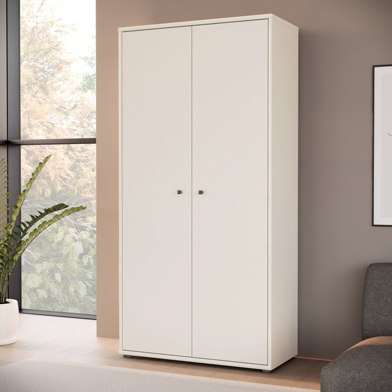 Modern wardrobe with 2 turning doors, spacious interior, engineered wood, beige, 73.7 cm W x 149.5 cm H x 34.8 cm D