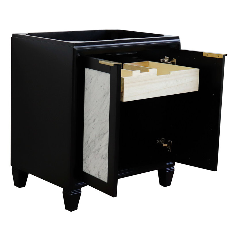 Base de meuble-lavabo simple 30 po avec miroir Schreck seulement, Noir