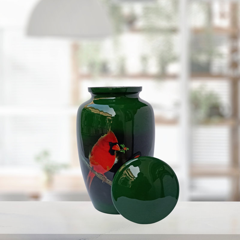 Urne d'oiseaux cardinaux fabriquée à la main