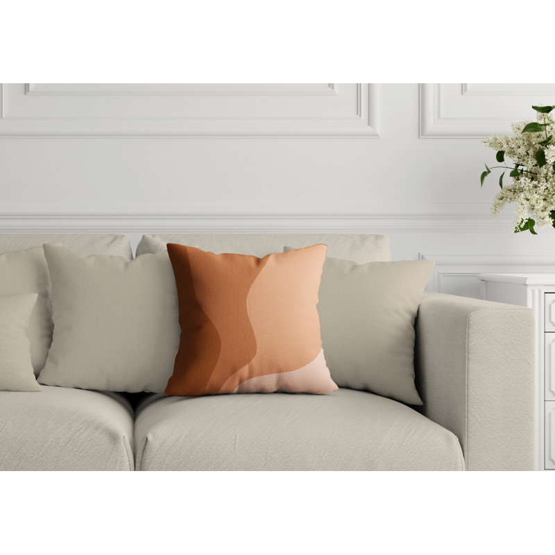 Bunko Ombre Outdoor Reversible Throw Pillow, Orange, 17" x 17", Square