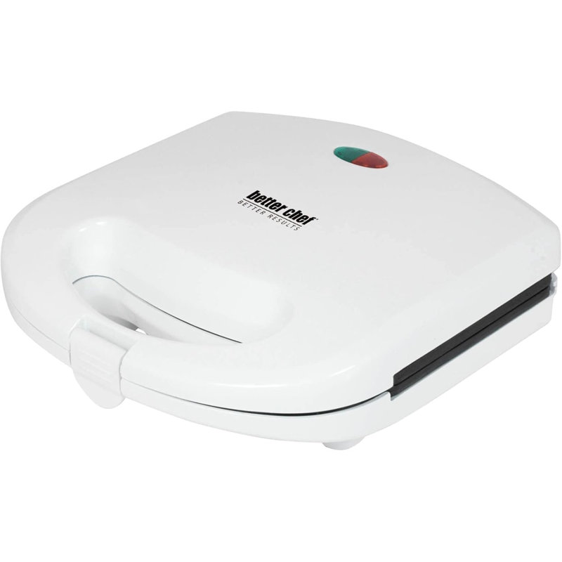 Nonstick Panini Press Sandwich Maker, Compact Contact Grill With Dual Plates, Upright Storage, White