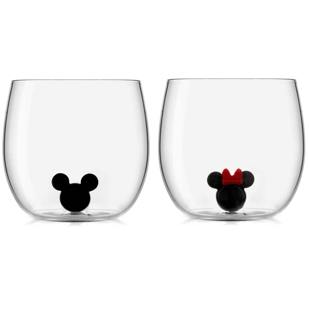 JoyJolt Disney Mickey & Minnie Icon Stemless Wine Glass - 10 oz JoyJolt