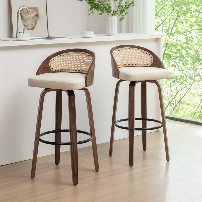 Leeana Swivel Bar Stool, Bar Stool (76.2cm Seat Height), Beige