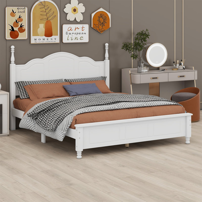Wood Platform Bed Frame, Full / Double, White
