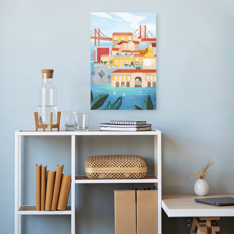 Affiche murale abstraite d'architecture urbaine de Lisabon, H 18 po x l 12 po