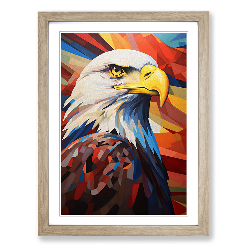 Eagle Constructivism 1 Piece Single Picture Frame Wall Art, 34" H x 25" W x 2" D, Oak