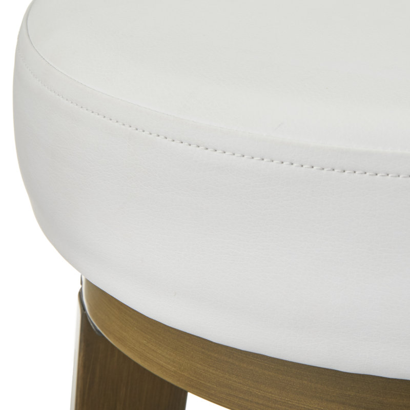 Ceianna Swivel Upholstered Counter Stool with Metal Frame, White