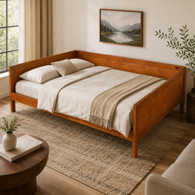 Structure de lit de jour en bois, lit de jour en bois avec support à lattes, structure de lit plateforme, canapé-lit pour chambre à coucher, chambre d'amis et salon, aucun sommier nécessaire