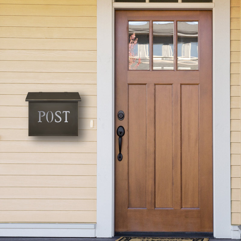 Classic Brass Wall Mounted Mailbox, Gold Iridescent, New Verde