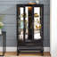 Vitrine lumineuse avec portes en verre, tablettes réglables et lumières DEL pour une décoration et un rangement élégants