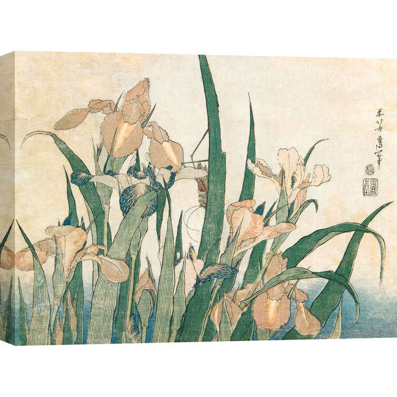 Irises And Grasshopper, 1833-1834 by Katsushika Hokusai - Wrapped Canvas Print, 70cm H x 100cm W x 4cm D