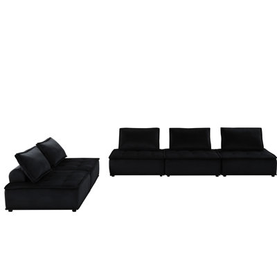 Canapé modulaire en velours noir 109,44 lb Élevé, relaxant