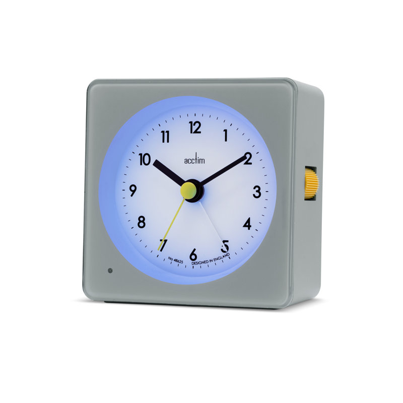 Acctim Barber Analogue Alarm Clock Smartlite® Crescendo Easy Set Alarm, Pigeon Grey