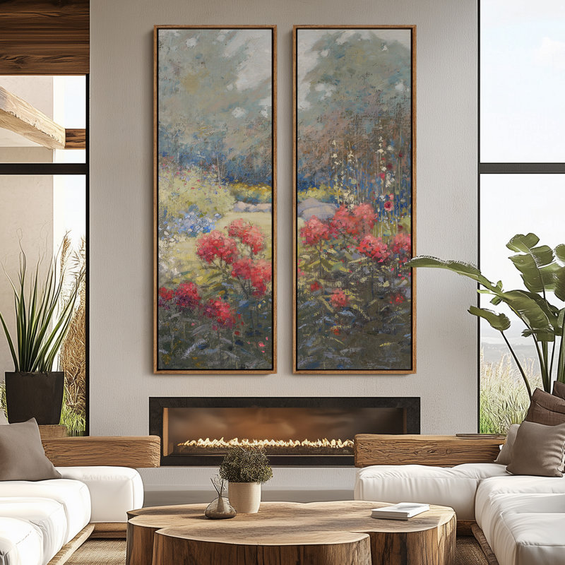 «Vintage Landscape Wall Art», ensemble de 2 toiles encadrées 20 x 60 pouces, Naturel