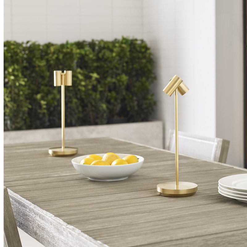 Doppia Accent Rechargeable Table Lamp, Natural Brass