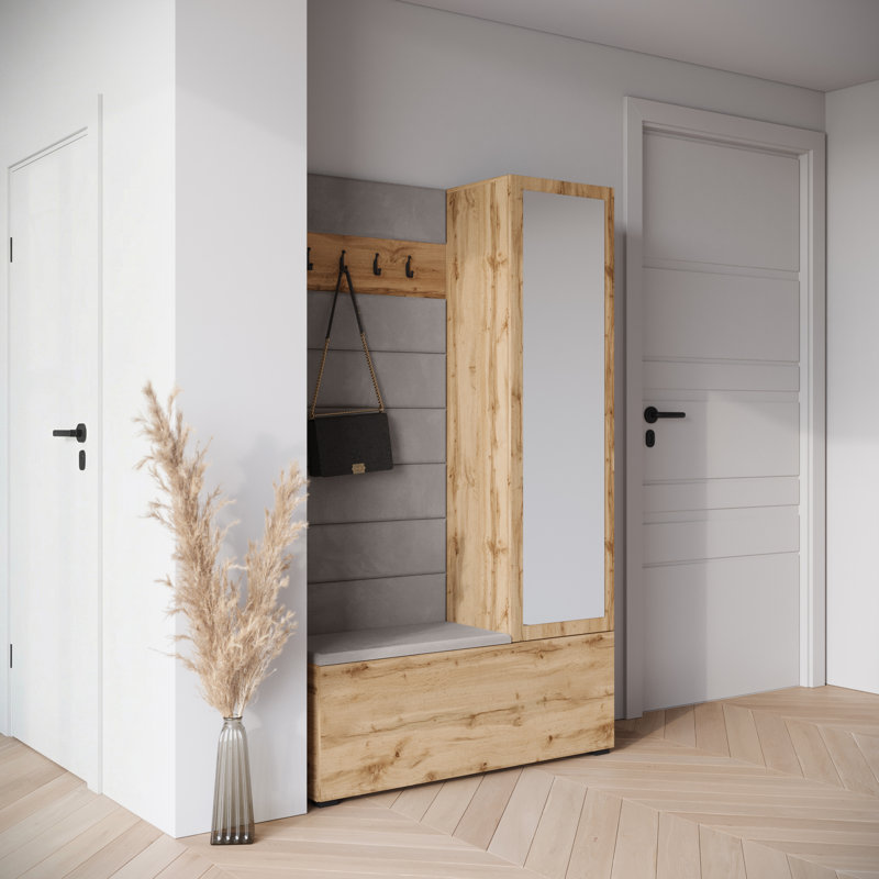 115 cm W Hallway Set with Shoe Storage, Brown