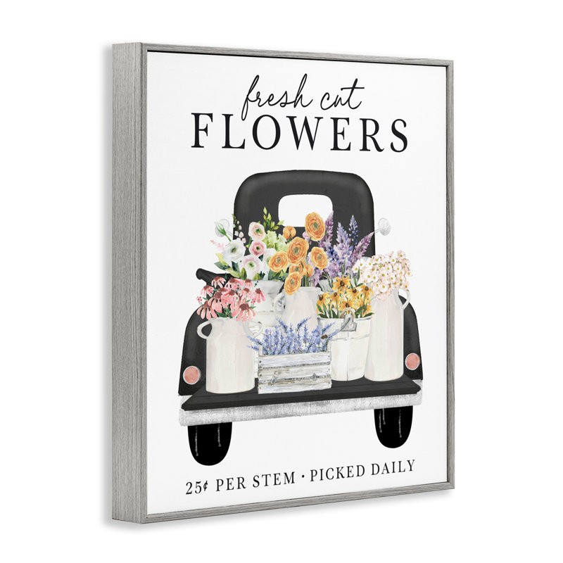 Giclée encadrée quotidienne de fleurs fraîches, design par lettré et doublé, H 20 po x l 16 po, Estampe numérique Farmhouse