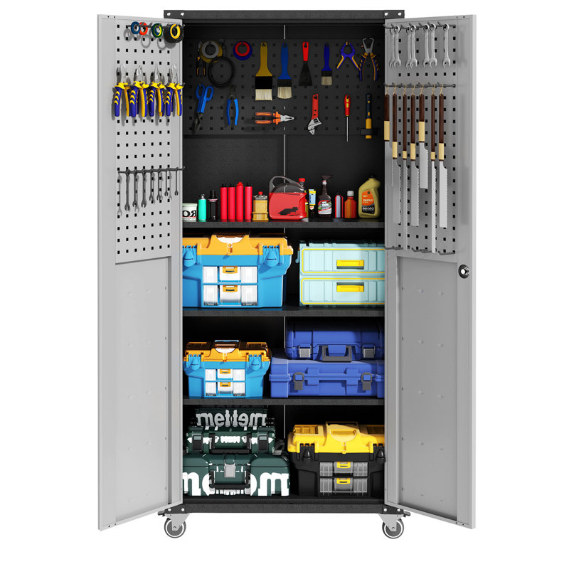Metal Garage Storage Cabinet With Wheels, Storage Cabinet
