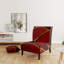 Fauteuil de chambre rembourré jaune avec triangles jaunes sur fond rouge