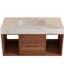 Meuble-lavabo mural flottant de 39,4 po avec lavabo en céramique, 2 tablettes ouvertes, pierre frittée blanche, conception moderne pour une utilisation de l'espace