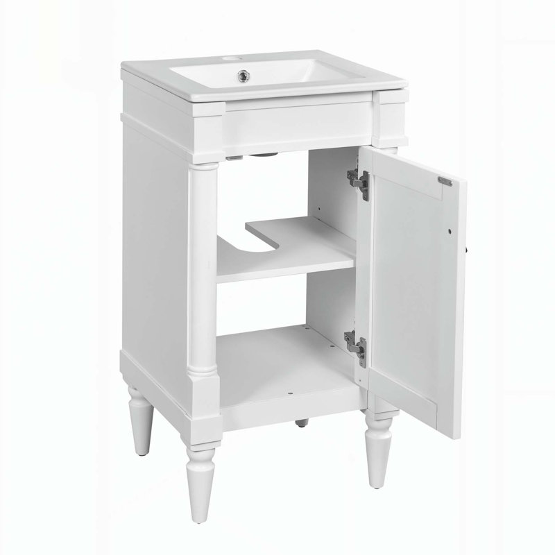 Meuble-lavabo compact et élégant avec tablette réglable et fabrication durable, Blanc