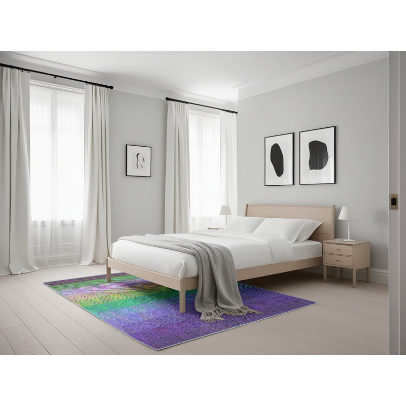 Tapis mauve à motif géométrique Knap, Rectangle 5 pi x 7 pi