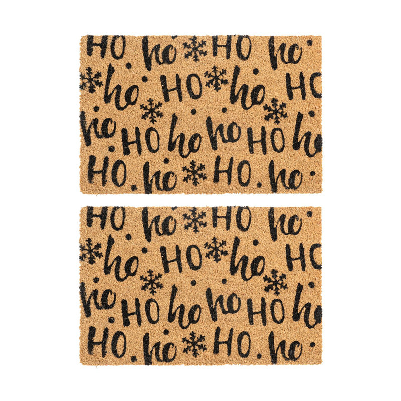 Nicola Spring - Christmas Coir Door Mats - 60 x 40cm, Brown/Black, 1