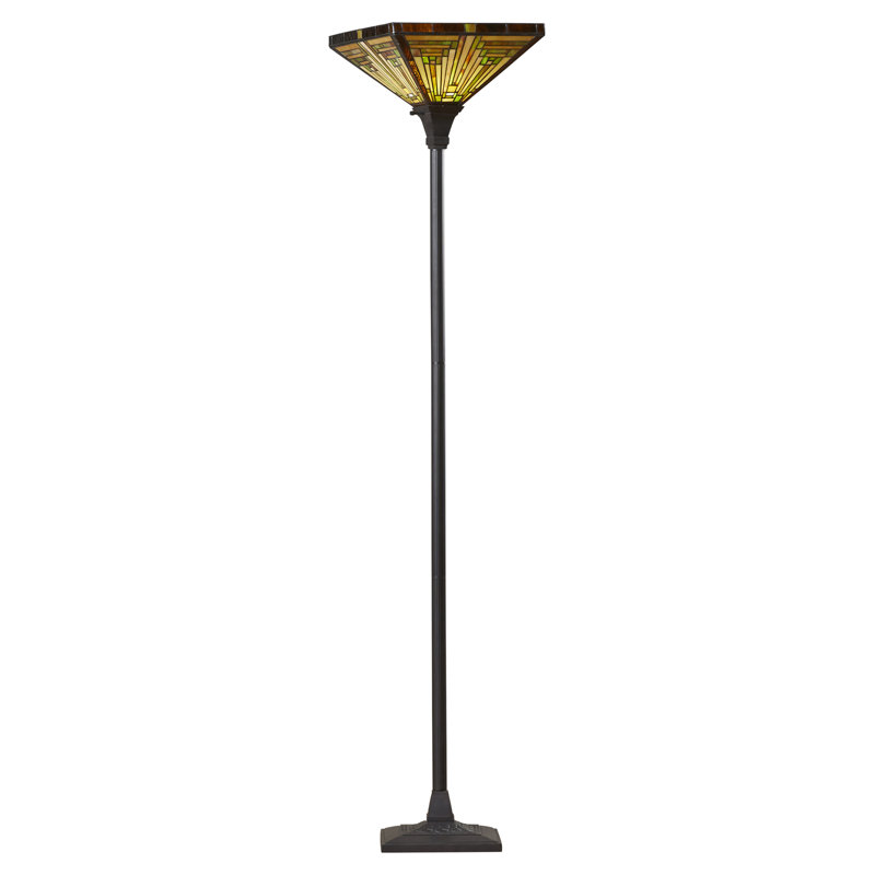 Innes Tiffany-Style 1 Light Mission Torchiere 14" Shade Floor Lamp