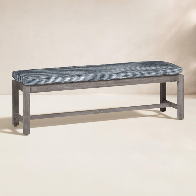 Banc d'extérieur sans dossier 59 po Club, Welt, InsideOut® Rollo ‑ lin Chambray, Huître teck