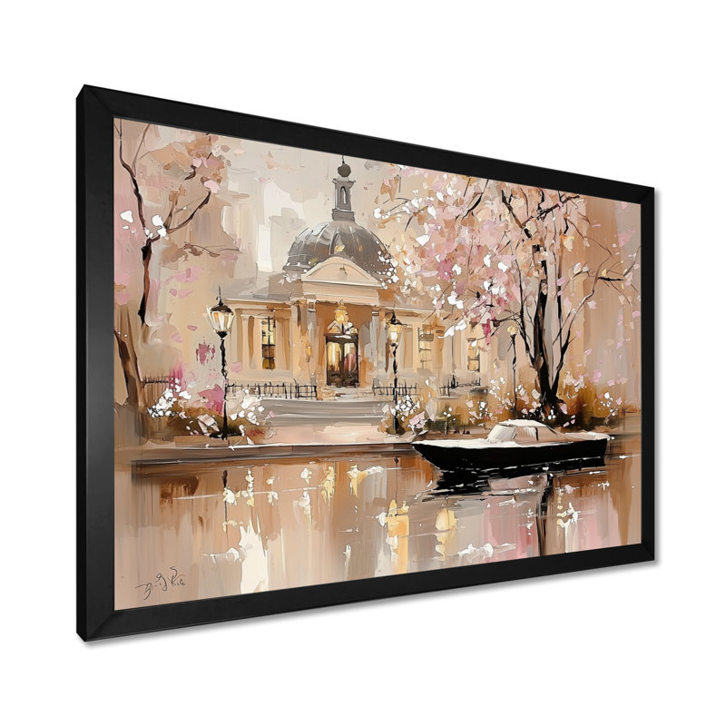 Aquarelle, décoration de jardin Amsterdam en hiver II - Amsterdam, H 12 po x l 20 po, Single Picture Framed Print without Mat