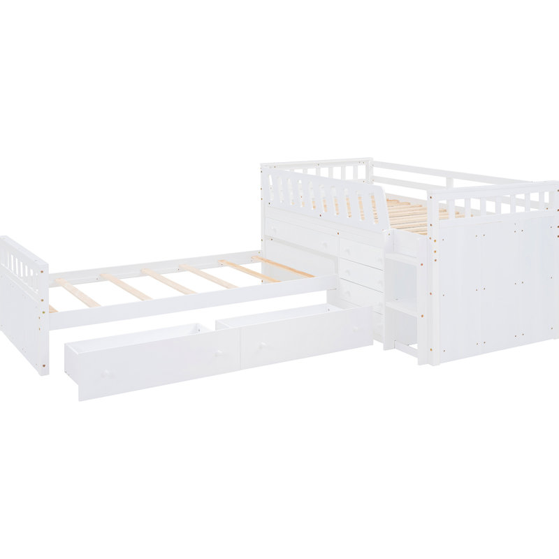 Lit mezzanine et plateforme simple Space 7 tiroirs pratiques 7 po blanc