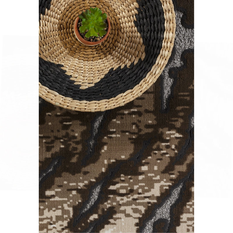 Brown Area Rug, Rectangle 5'3" x 7'