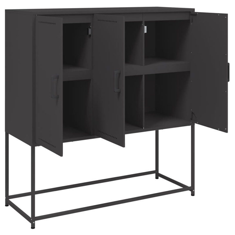 Buffet haut industriel rectangulaire en acier noir 39,6 po x 15,4 po x 42,1 po vidaXL, Noir