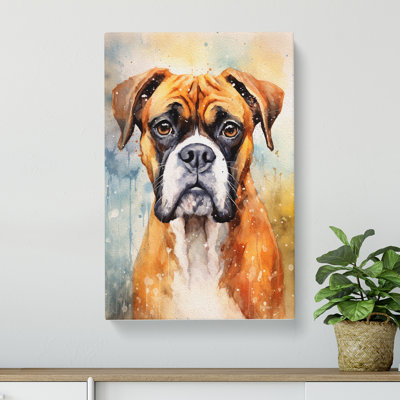 Boxer Dog Impressionism - Wrapped Canvas