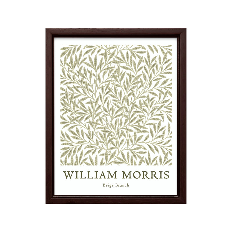 William Morris - Branche No3, Canvas, 08"H x 10"W, Brown Framed