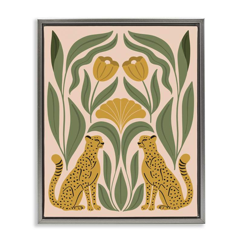 «Boho Chic Miroir Mirrored Leopards», art mural encadré flottant par Hey Bre! Creative Studio, Cadre flottant gris lustré