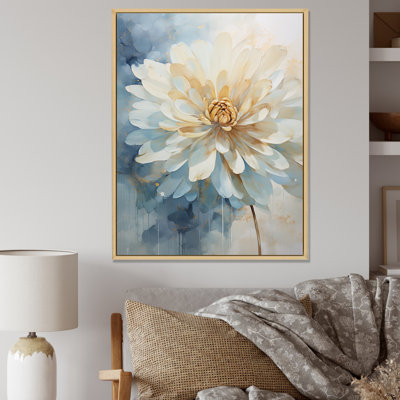 «White and Blue Dahlia Flower Minimalisme I» sur toile imprimée