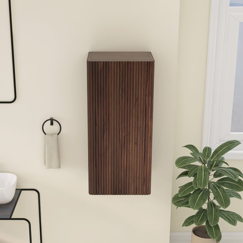 14 In.W X 12 In.D X 30 In.H Wall-Mounted Bath Vanity Side Cabinet In, Walnut
