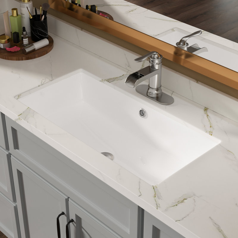 Ceramic Undermount Bath Sink 28"X14" - White, Overflow, Stain , Stylish For Home, Restaurant, White Bathroom 28"X14", Modern Office