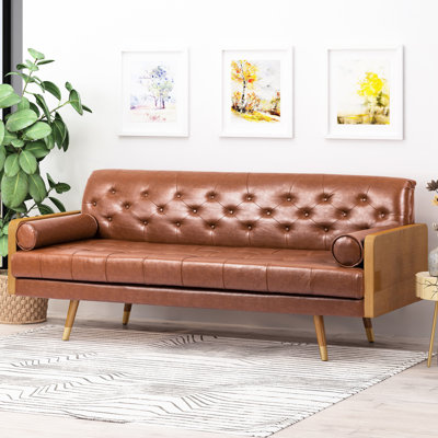 Brun avec accents modernes de style Mid-Century, l 74,14 po x P 30,5 po, H 31,39 po