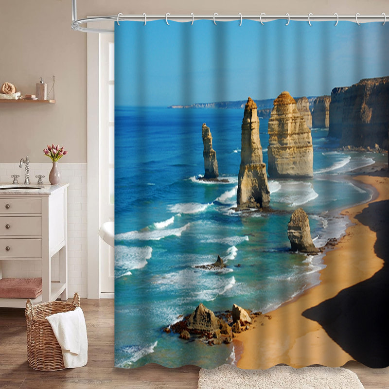 Rideau de douche avec 12 crochets Great Ocean Road, L 72 po x l 84 po