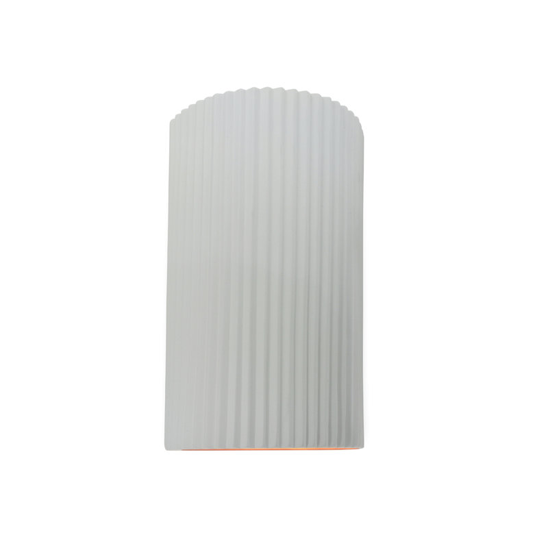 Applique murale en céramique Beda, H 12,5 po x l 7,75 po x P 4 po, Blanc brillant / Blanc