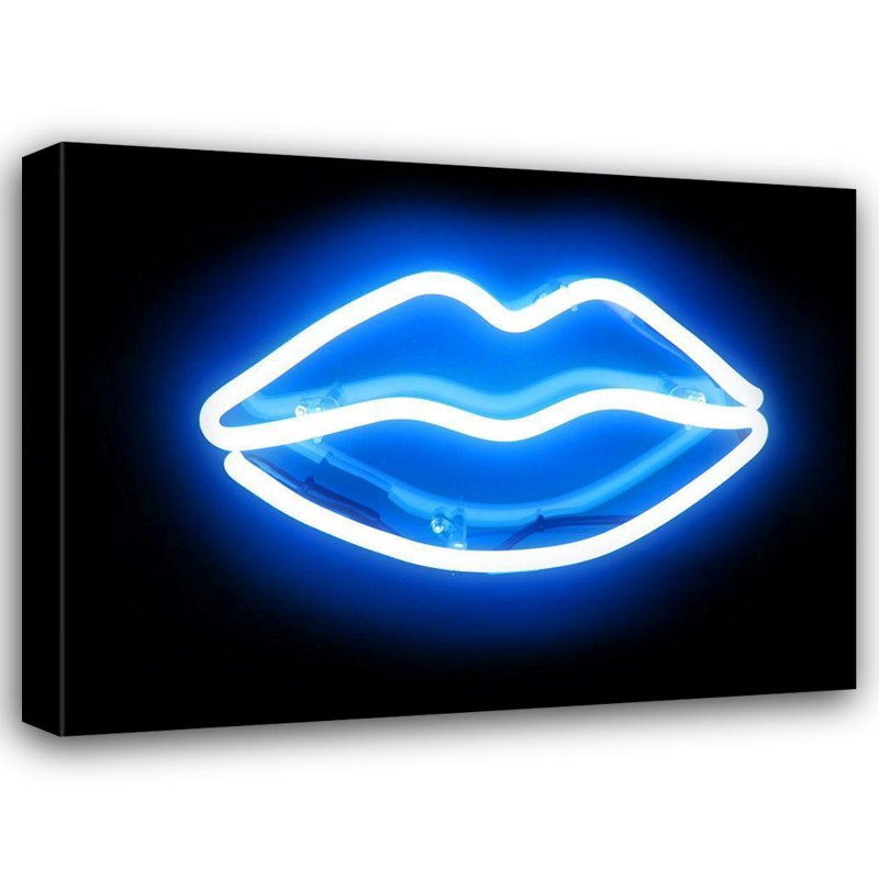 «Ivy Bronx Carr», art sur toile tendue par Hailey Gallery: Neon Lips, H 36 po x l 47 po