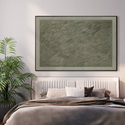 Très grande impression abstraite de lignes murales - œuvre d'art minimaliste d'inspiration griffonneuse grise pour le salon ou la chambre à coucher, assemblage de cadre requis