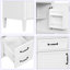 Meuble-lavabo autoportant en MDF de 122 cm (48 po), style moderne avec rangement, lavabo central intégré, comptoir et lavabo en composite SMC, quincaillerie noire, étagères réglables et portes à fermeture amortie.-1054114821